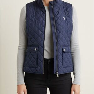 U.S Polo Ass.Women’s Quilted Vest M Blue Full Zip Puffer Sleeveless Jacket